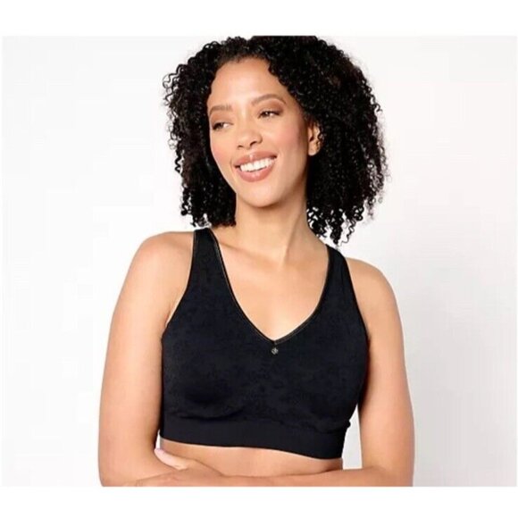 Breezies Seamless Floral Jacquard Underwire T-shirt Bra Size‎ 40C Black NEW - Picture 1 of 5